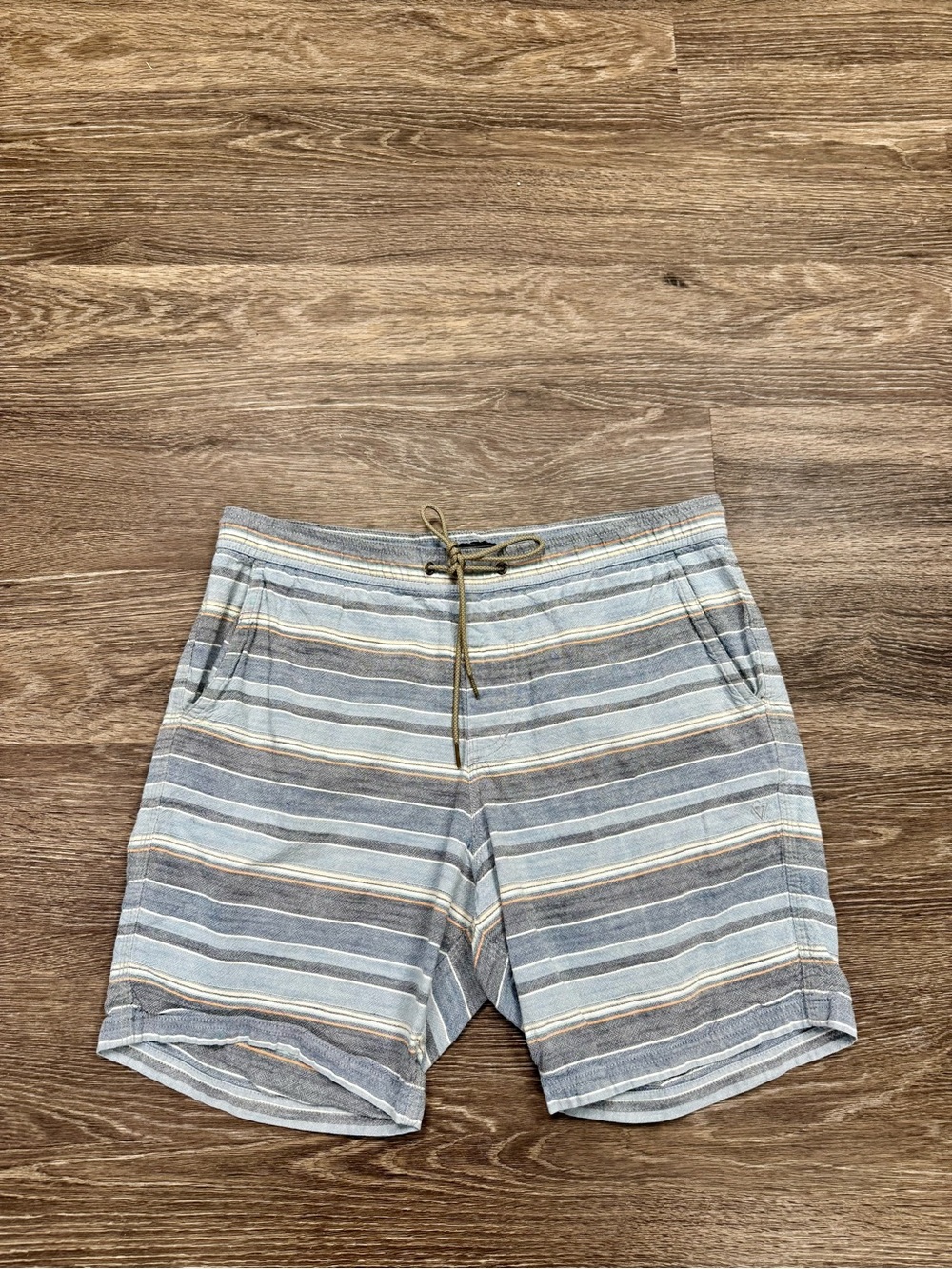 Vissla Striped Sofa Surfer Lounge Shorts XL Blue 100% Cotton Drawstring